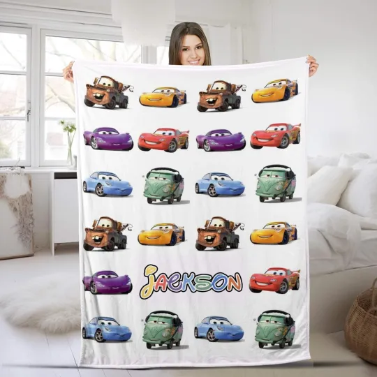 Discover Lightning MCQueen Baby Plush Flee Blanket, Personalized Name Cars Movies Blanket