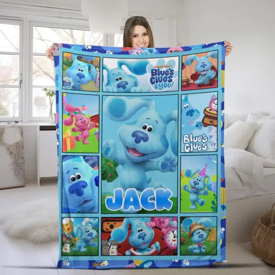 Personalization Blues Clues Plush Fleece Blanket  Blues Blanket  Birthday Gifts