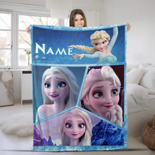 Discover Personalized Frozen Elsa Queen Plush Fleece Blanket Frozen Movie Blanket