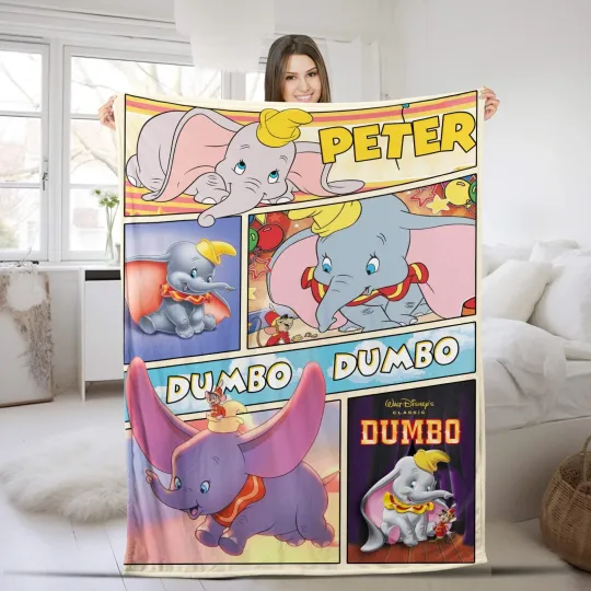 Discover Personalized Elephant Dumbo Blanket  Dumbo Plush Fleece Blanket  Magic Kingdomn