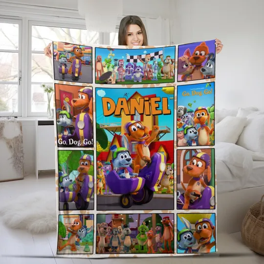 Discover Personalized Go Dog Go Plush Fleece Blanket, Go Dog Go Blanket, Baby Blanket