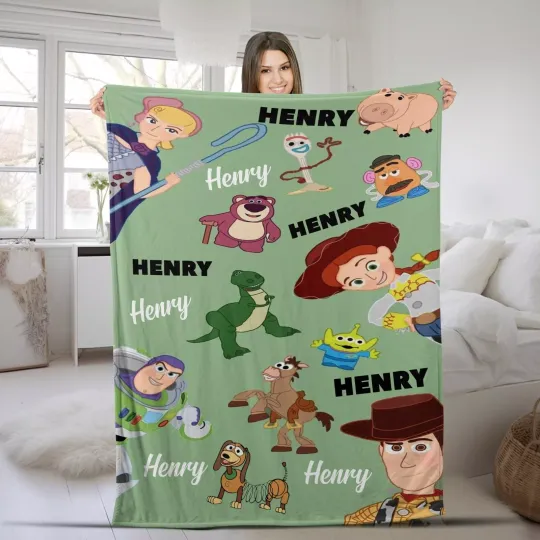 Discover Personalized Disney Toy Story Plush Fleece  Blanket, Custom Name Disney Blanket