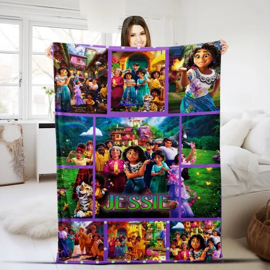 Discover Personalized Encanto Miracle Family Plush Fleece Blanket, Custom Name Blanket