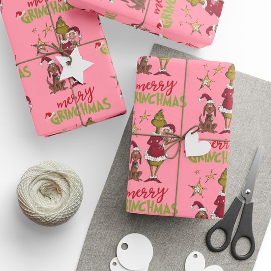 Discover Merry Grin Christmas Gift Wrap, Holiday Wrapping Paper Roll, Festive Gift Wrap, Christmas Crafting Supplies