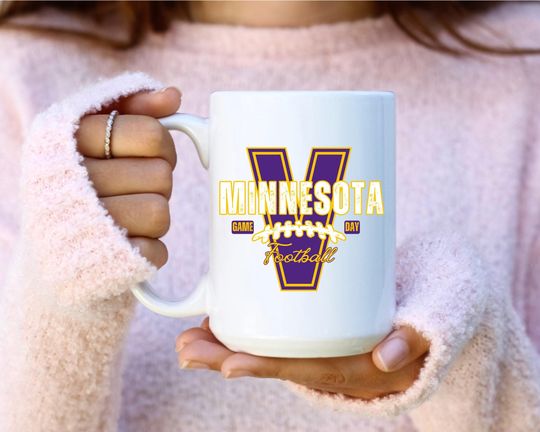 Discover Minnesota Football Mug  Purple & Gold Coffee Cup | Game Day Gift for Vikings Fans