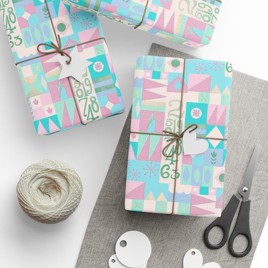 Discover It's A Small World Gift Wrap, Holiday Present Packaging, Festive Celebration Paper, Unique Birthday Wraps