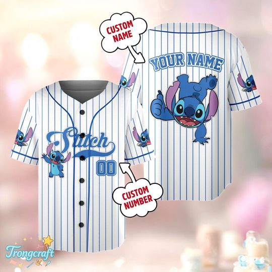 Discover Personalized Stitch Baseball Jersey, Custom Name Number Shirt, Kids Youth Adult Baseball Jersey, Lilo and Stitch Outfit, Birthday Gift