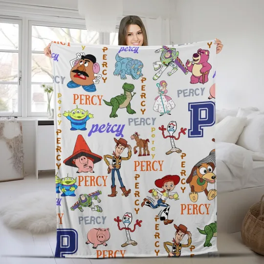 Discover Personalized Disney Toy Story Plush Fleece Blanket,Custom Name Disney Blanket