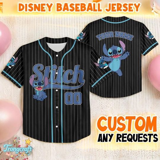 Discover Personalized Disney Stitch Baseball Jersey, Custom Kid Youth Adult Jersey, Stitch Birthday Gift, Disneyland Trip Shirt