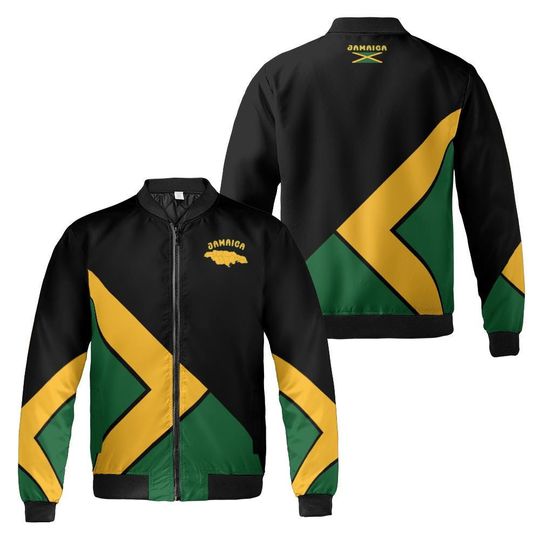 Discover Jamaica Jacket for Men and Women Jamaican Bomber Jacket Clothes Jamaica Tracksuit Top Quilted Flight Fleece Track Jacket Sizes up to 5XL