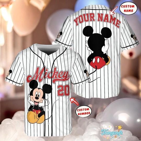 Discover Personalize Disney Mickey Mouse Baseball Jersey, Custom Adult Youth Kid Jersey, Vintage Mickey Shirt, Disney Family Trip Gift, Team Outfit