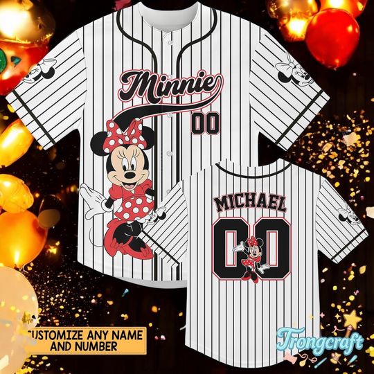 Discover Personalized Mickey Mouse Baseball Jersey, Custom Name Number Disney Jersey, Kids Youth Adult Pinstripe Shirt, Birthday Gift