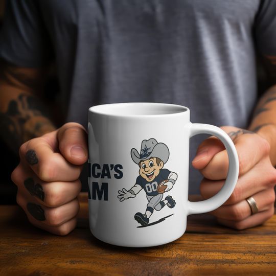 Discover Cowboys Football Mug | Americas Team Fan Unique Gift | Vintage Cowboy Mascot Mug | Americas Team Gift Idea | Game Day Mug for Coffee Lover