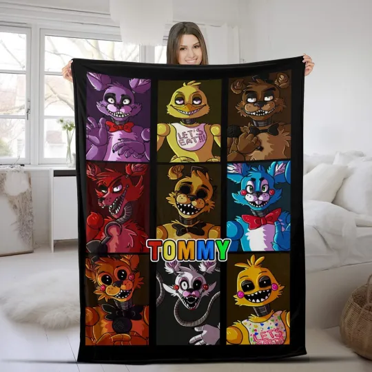 Customized Five Nights at Freddy's Plush Fleece Blanket, FNAF Baby Blanket