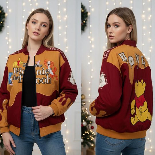 Discover Disney Winnie The Pooh Honey Hundred Acre Woods Bomber Jacket, Pooh And Friend Honey Bomber Jacket, Disney Family Matching Outfit