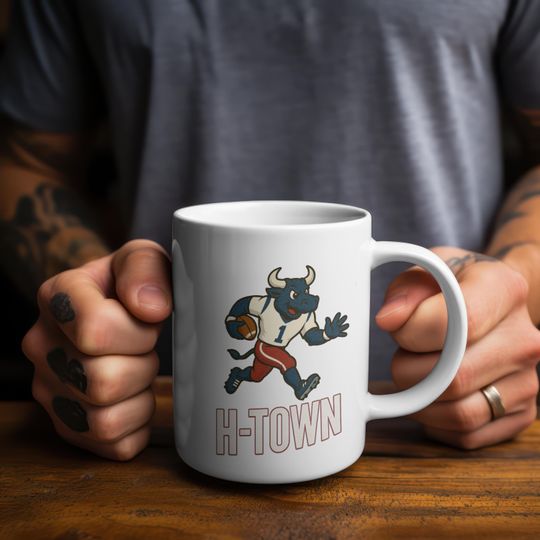Discover Vintage Style Houston Texans Football Coffee Mug | Toro Mascot Fan Cup Unique Gift | H-Town Coffee Mug for Game Day | football Fan Graphic Mug