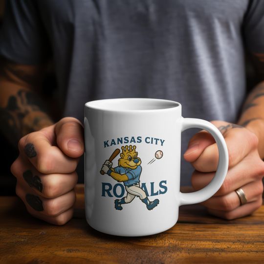 Kansas City Royals Trendy Mug | Fan Favorite Kansas City Royals Mug | Game Day Drinkware | Sluggerrr Playing Baseball Mug for Coffee Lover