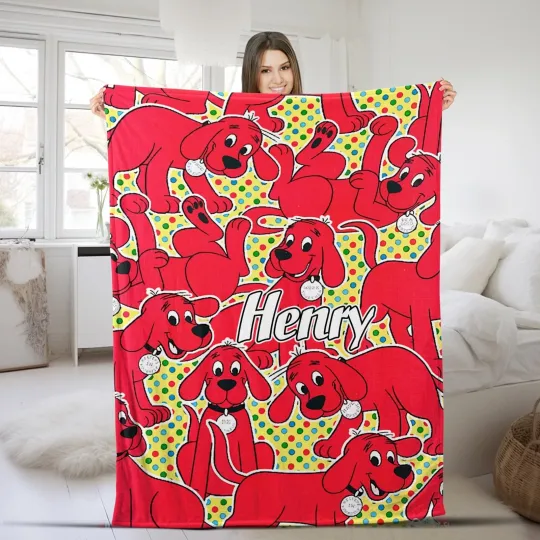 Discover Customized Clifford the Big Red Dog Plush Fleece Blanket Personalized
