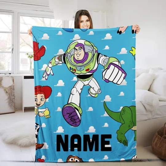 Discover Custom Name Toy Story Plush Fleece Blanket, Disney Toy Story Characters Blanket