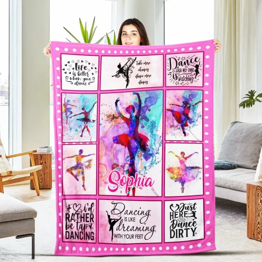Discover Dance Blanket, Personalized Plush Fleece  Blankets And Throws, Dance Gifts