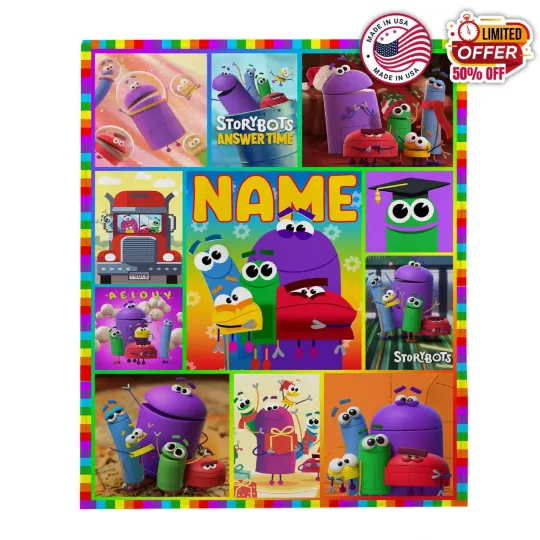 Discover Custom Ask The StoryBots Plush Fleece Blanket, Cartoon Bedding Baby Blanket