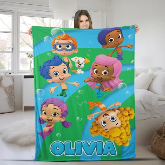 Discover Customized Bubble Guppies Plush Fleece  Blanket, Bubble Guppies Party