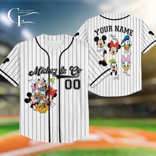 Discover Personalize Mickey & Co. est. 1928 Baseball Jersey, Mickey And Friends Custom Kid Youth Adult Baseball Jersey, Custom Disney Birthday Gift