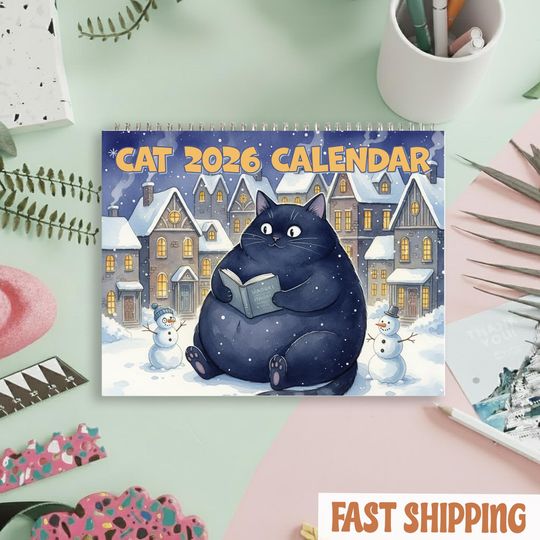 Discover 2026 Cat Wall Calendar - Cats Chillin' with Books - Perfect Cat Lover Gift- Bookish Gifts