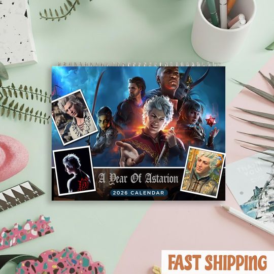 Discover A Year Of Astarion Calendar 2026, Gaming Lover Gift, Friends and Office Decor