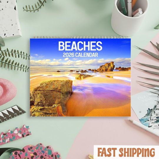 Discover Beaches Wall Calendar 2026, Gift for Traveler