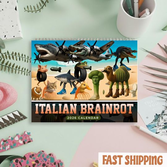Discover Italian Brainrot Wall Calendar 2026, Viral Meme Aesthetic Calendar