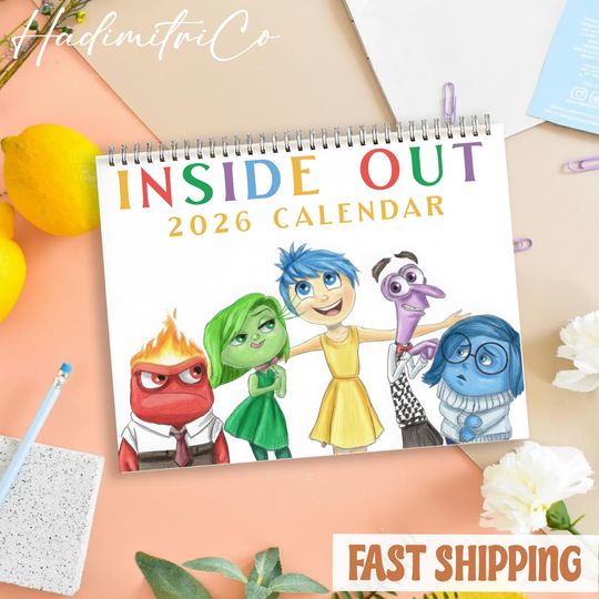 Discover Inside Out Calendar 2026, Cartoon Disney Wall Calendar, New Year Gifts