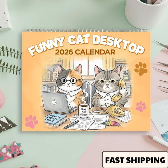 Discover Cat Desktop Calendar 2026, Funny Aesthetic Wall Calendar, Mental Health Cat Calendar, Office Decor