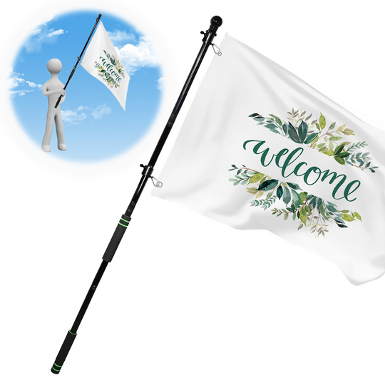 Discover Handheld flagpole 213.36cm Flagpole Suitable for Outdoor 3x5 Flags with Customizable Flag Holder, Handheld Black Flag Kit for Po