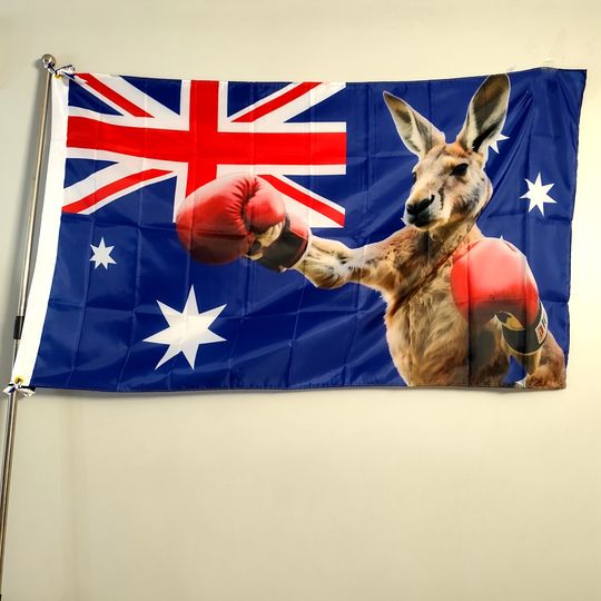 Discover Boxing Kangaroo Flag Bold AUSTRALIA Print Square Patriotic Decor Polyester Outdoor Garden 90x150cm