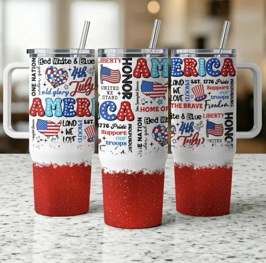 Discover Custom Made 40oz Stainless Steel Tumbler~4th Of July~USA~Patriotic~Military~Gift