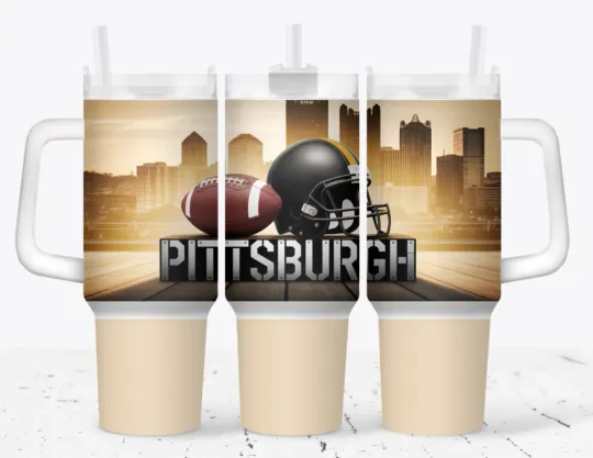 Discover 40 oz Stainless Steel Football Tumbler with Handle