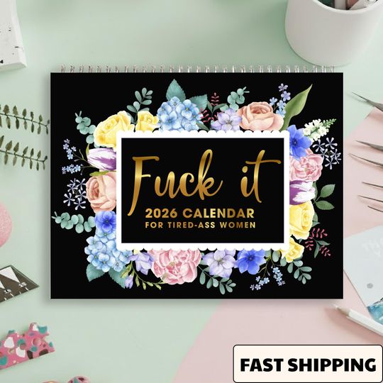 Discover 2026 Sweary Wall Calendar, Funny Floral Gag Gift
