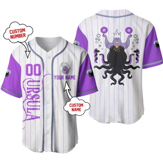 Discover Personalized Disney Ursula Villain Baseball Jersey Unisex Adults S-5XL Gift