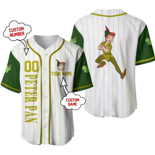 Discover Personalized Disney Peter Pan Baseball Jersey Unisex Adults S-5XL Lovers Gift