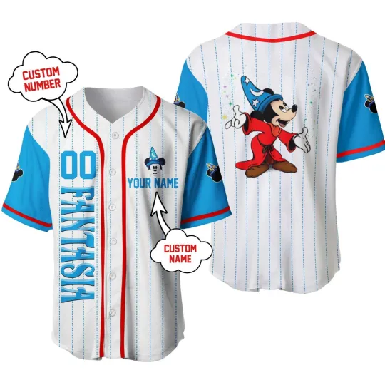Personalized Disney Mickey Mouse Baseball Jersey Unisex Lovers Gift
