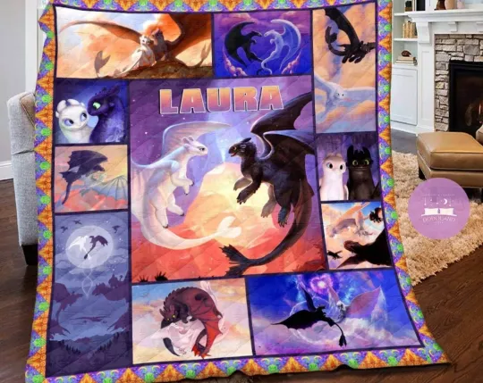 Toothless and Light Fury Blanket Toothless and Light Fury Fleece Blanket Toothle
