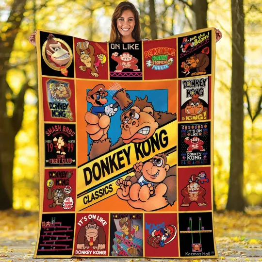 Donkey Kong Fleece Blanket Game Donkey Kong Blanket Gamer Gaming Blanket Donkey