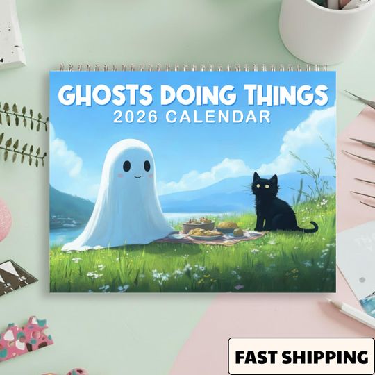 Discover 2026 Ghost Calendar, Monthly Wall Calendar, 2026 Spooky Calendar, Cute Ghost Monthly Calendar, Ghosts Doing Things
