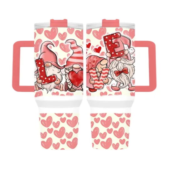 Discover Handmade 40oz Stainless Steel Tumbler -Valentine~Heart~Romance~Gnome~Love~Gift
