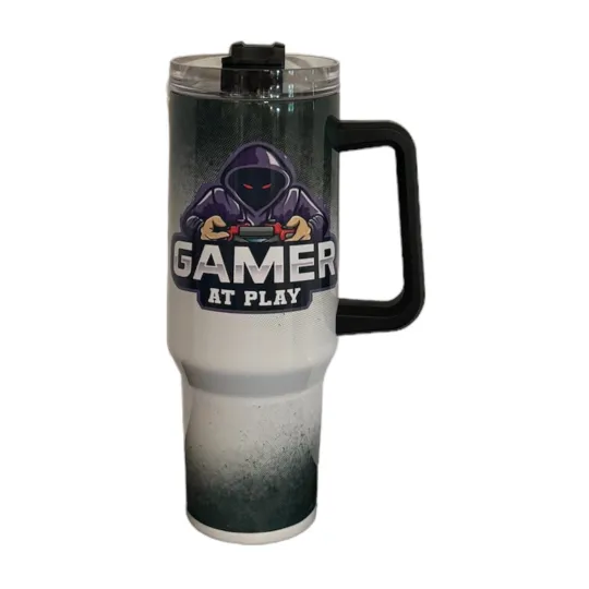 40oz Stainless Steel Tumbler with Handle - Custom Gamer Video Game Xbox PlayStation Gift