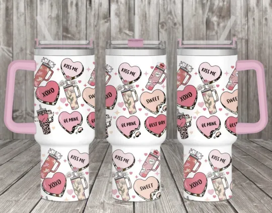 Discover Handmade 40oz Stainless Steel Tumbler -Valentine~Heart~Romance~Wife~Gift