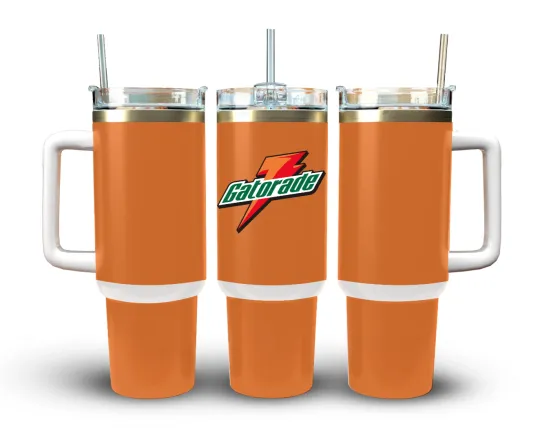 Discover 40 oz Stainless Steel Tumbler with Handle - Gatorade & Soft Drink Gift