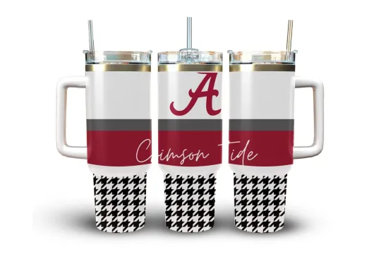 40 oz Stainless Steel Tumbler with Handle College Football Crimson Roll Tide