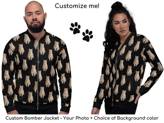 Discover Custom Unisex Photo Bomber Jacket Personalized Comfortable Fleece Zipper Top with Pockets Cool Pet Dog and Cat Christmas Birthday Gift Idea